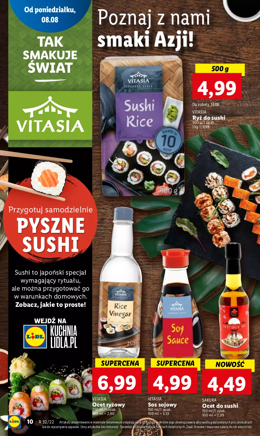 Gazetka promocyjna Lidl - GAZETKA - ważna 08.08 do 10.08.2022 - strona 12 - produkty: Ocet, Ocet ryżowy, Ryż, Ryż do sushi, Sos, Sos sojowy, Sushi