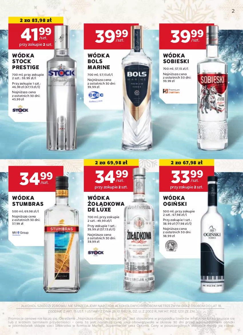 Gazetka promocyjna Stokrotka - W dobrym Smaku - ważna 03.01 do 29.01.2025 - strona 2 - produkty: Bols, Ogiński, Optima, Stock, Wódka