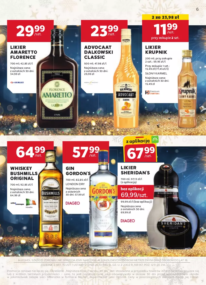 Gazetka promocyjna Stokrotka - W dobrym Smaku - ważna 03.01 do 29.01.2025 - strona 6 - produkty: Advocaat, Bushmills, Gin, Krupnik, Likier, Optima, Whiskey