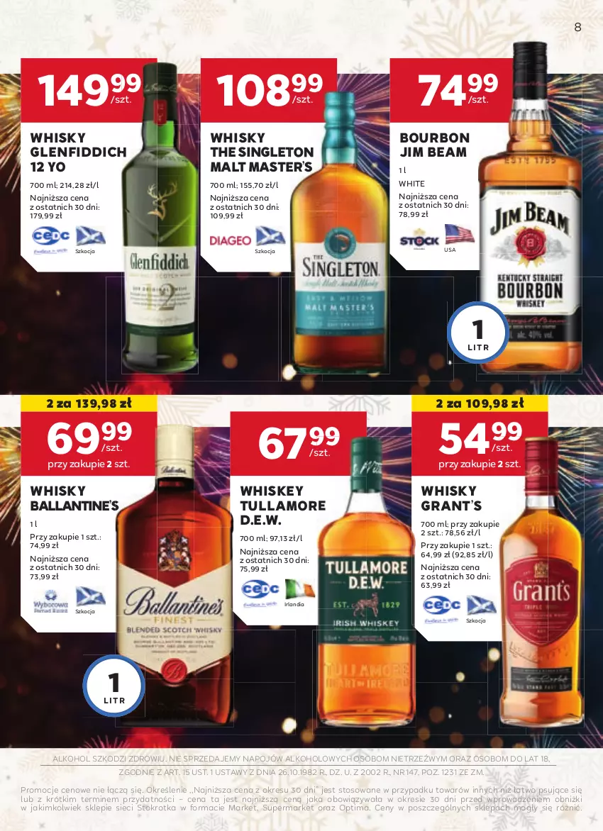 Gazetka promocyjna Stokrotka - W dobrym Smaku - ważna 03.01 do 29.01.2025 - strona 8 - produkty: Bourbon, Gra, Jim Beam, Koc, Optima, Whiskey, Whisky