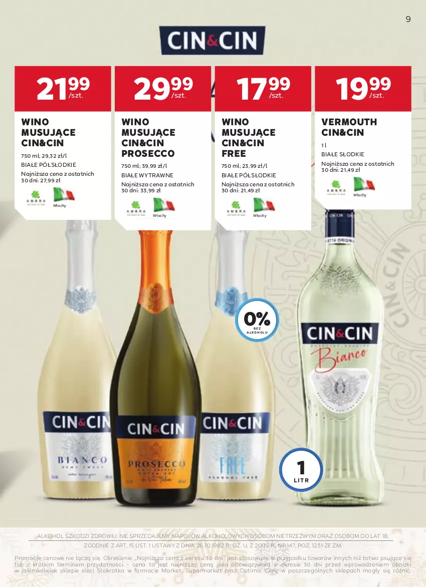 Gazetka promocyjna Stokrotka - W dobrym Smaku - ważna 03.01 do 29.01.2025 - strona 9 - produkty: Mus, Optima, Prosecco, Vermouth, Wino, Wino musujące