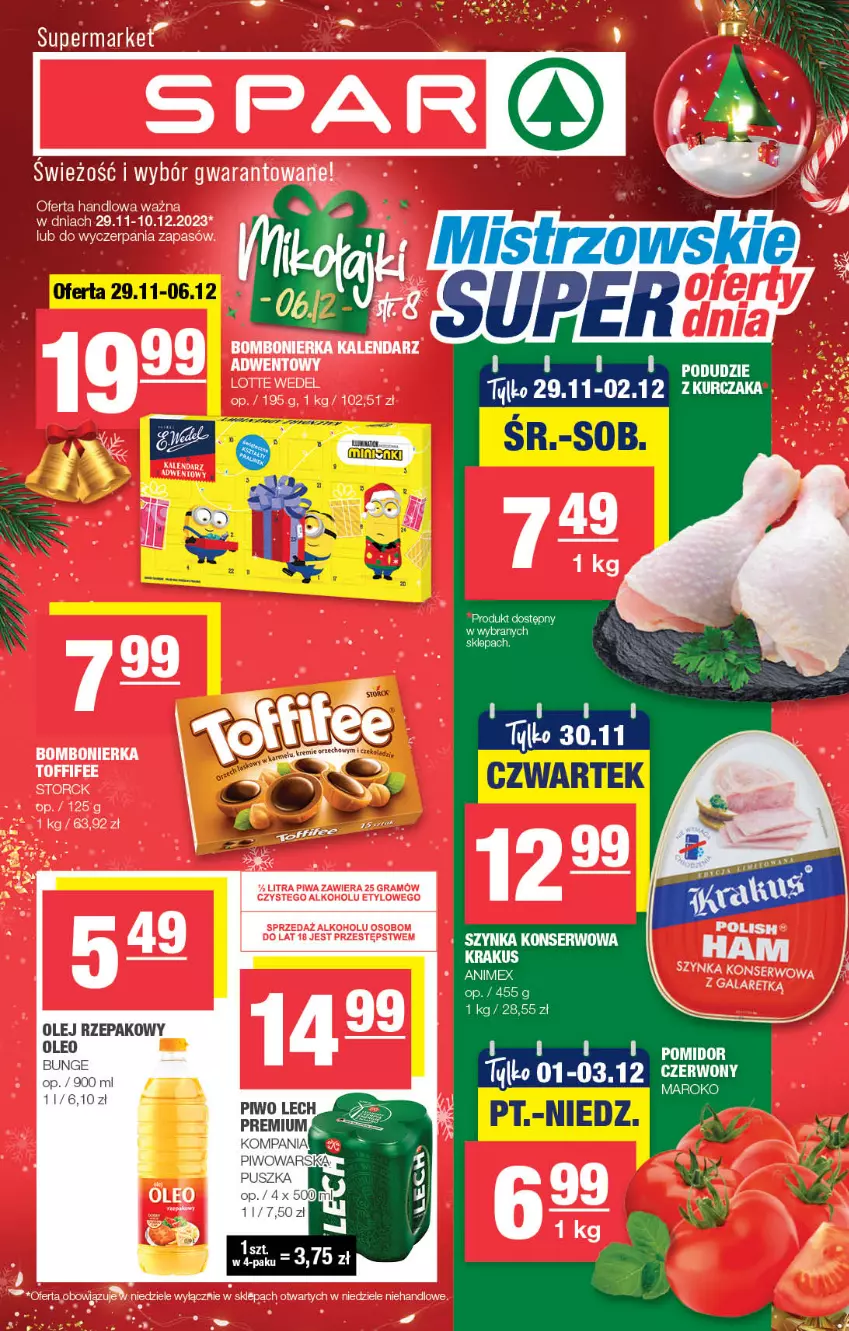 Gazetka promocyjna Spar - Spar - ważna 26.11 do 06.12.2023 - strona 1 - produkty: Gin, Gra, Kalendarz, Kosz, Piwa, Ser