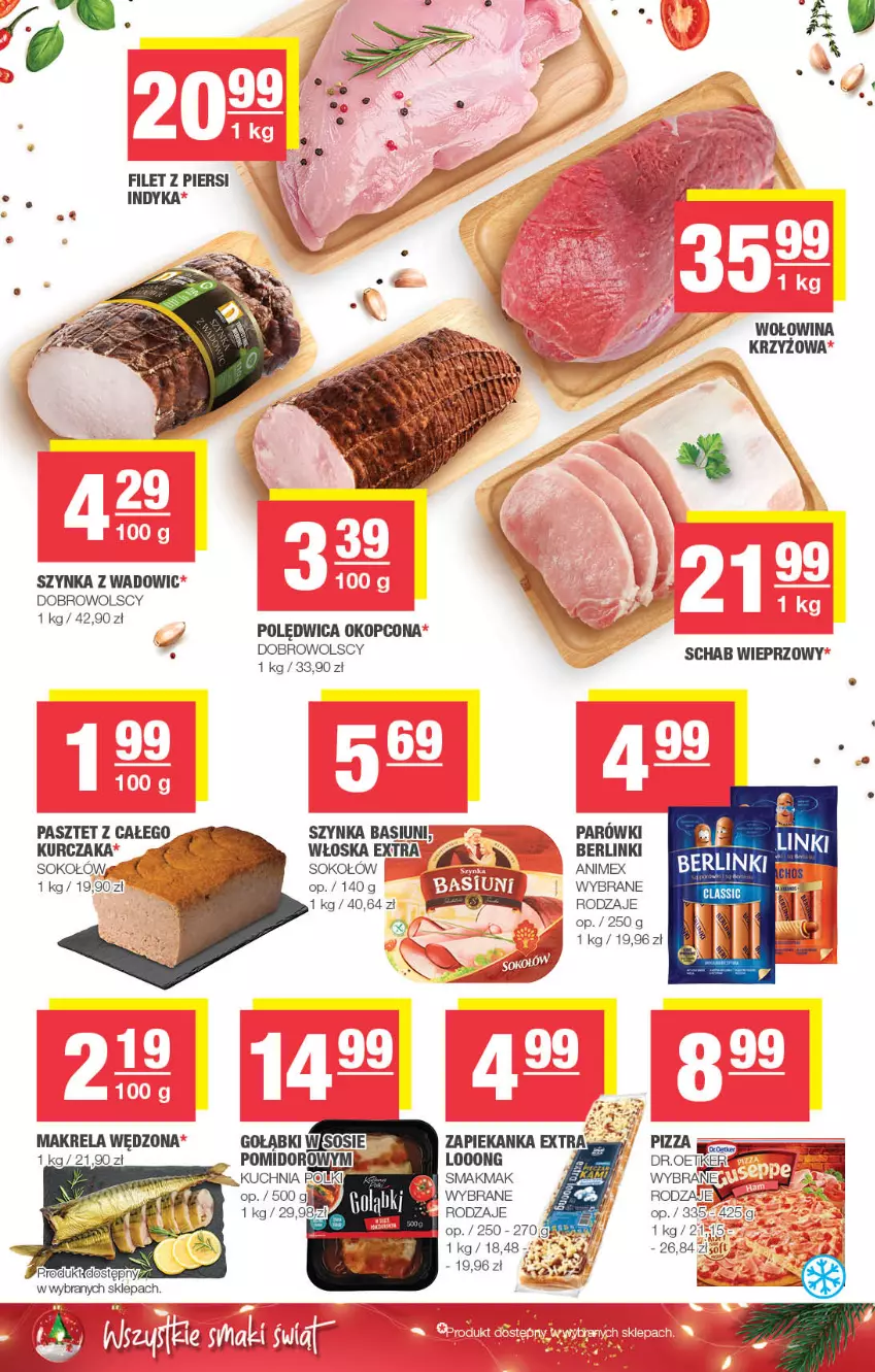 Gazetka promocyjna Spar - Spar - ważna 26.11 do 06.12.2023 - strona 4 - produkty: Berlinki, Kurczak, Pasztet, Pizza, Polędwica, Schab wieprzowy, Sok, Sokołów, Szynka, Wołowina, Zapiekanka