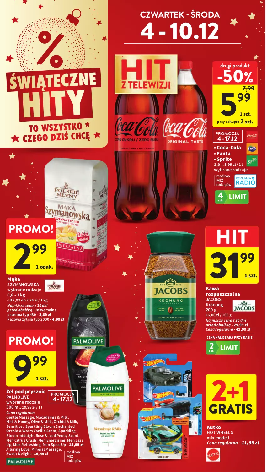 Gazetka promocyjna Intermarche - Gazeta promocyjna - ważna 04.12 do 10.12.2025 - strona 10 - produkty: Coca-Cola, Fa, Fanta, Gra, Hot Wheels, Jacobs, Jacobs Krönung, Kawa, Kawa rozpuszczalna, Mąka, Palmolive, Sprite