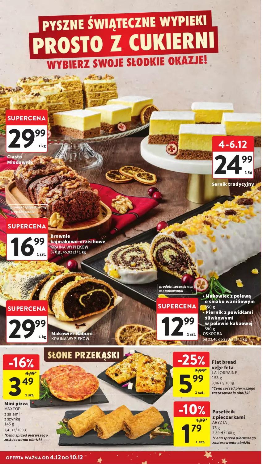 Gazetka promocyjna Intermarche - Gazeta promocyjna - ważna 04.12 do 10.12.2025 - strona 30 - produkty: Babuni, Brownie, Feta, Kakao, Makowiec, Pasztecik z pieczarkami, Piec, Pieczarka, Piernik, Pizza, Salami, Ser, Top