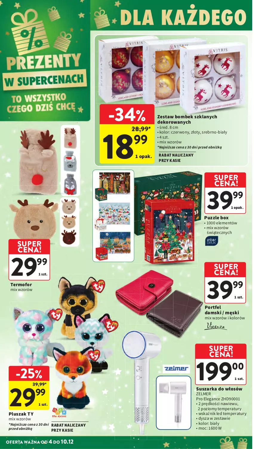 Gazetka promocyjna Intermarche - Gazeta promocyjna - ważna 04.12 do 10.12.2025 - strona 4 - produkty: Pluszak, Por, Puzzle, Suszarka, Zelmer, Zestaw bombek