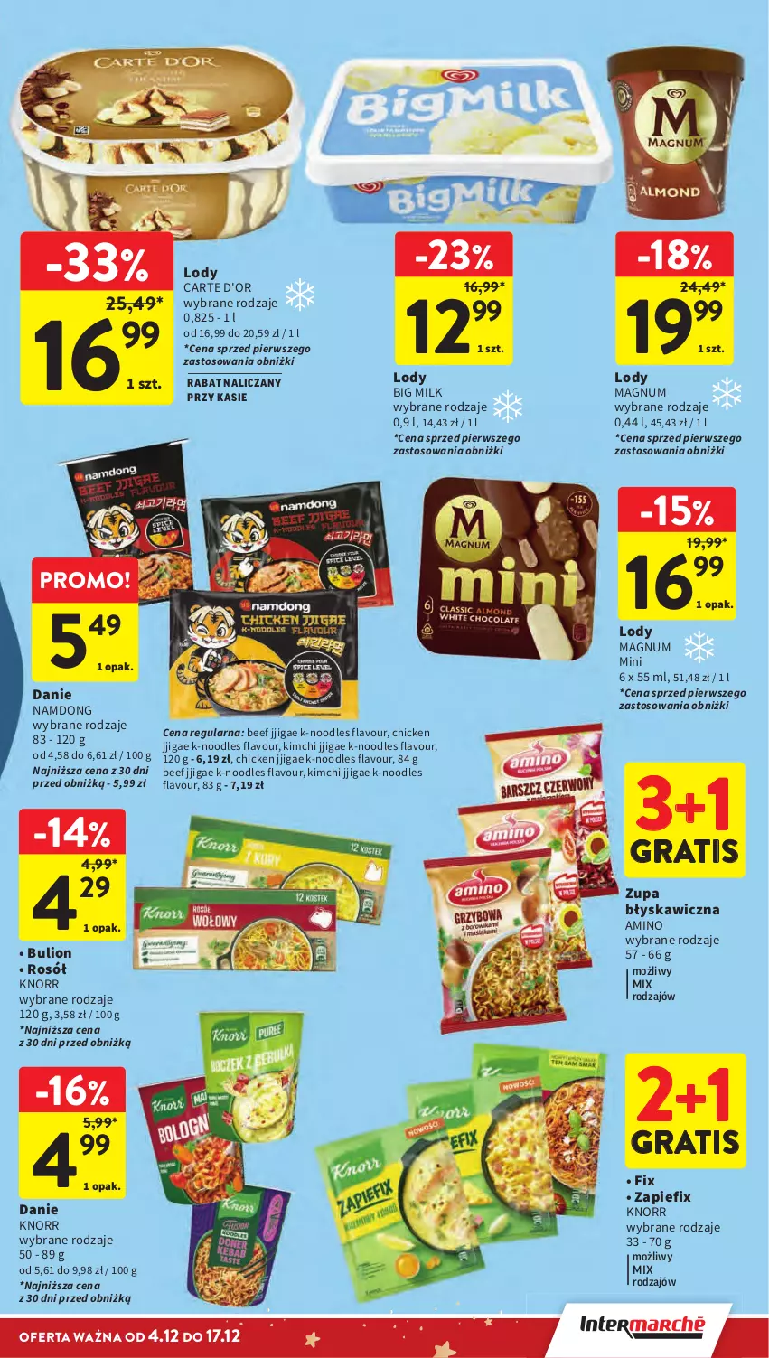 Gazetka promocyjna Intermarche - Gazeta promocyjna - ważna 04.12 do 10.12.2025 - strona 43 - produkty: Big Milk, Carte d'Or, Gra, Knorr, Zupa