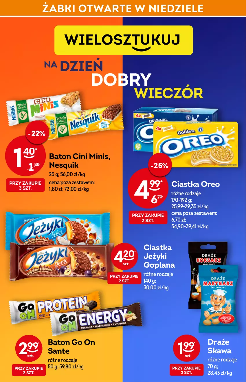 Gazetka promocyjna Żabka - ważna 23.03 do 29.03.2022 - strona 16 - produkty: Baton, Ciastka, Cini Minis, Goplana, Jeżyki, Kawa, LANA, Nesquik, Oreo, Sante