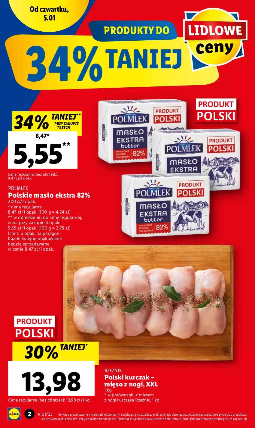 Gazetka promocyjna Lidl - GAZETKA - ważna 05.01 do 07.01.2023 - strona 2 - produkty: Kurczak, Masło, Mięso, Olej, POLMLEK, Por