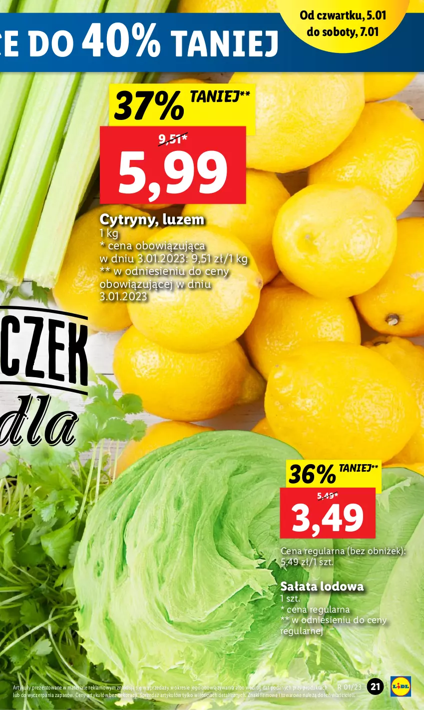 Gazetka promocyjna Lidl - GAZETKA - ważna 05.01 do 07.01.2023 - strona 21 - produkty: Cytryny, Sałat, Sałata lodowa