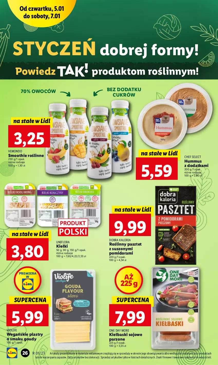 Gazetka promocyjna Lidl - GAZETKA - ważna 05.01 do 07.01.2023 - strona 28 - produkty: Flora, Hummus, Kiełki, Mus, Pasztet, Smoothie