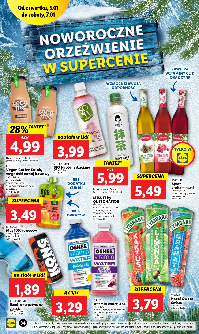 Gazetka promocyjna Lidl - GAZETKA - ważna 05.01 do 07.01.2023 - strona 36 - produkty: Cynk, Cytryny, Dzika róża, Fortuna, Mus, Napój, Napój energetyczny, Oshee, Owoce, Por, Róża, Sos, Syrop, Tymbark, Wino