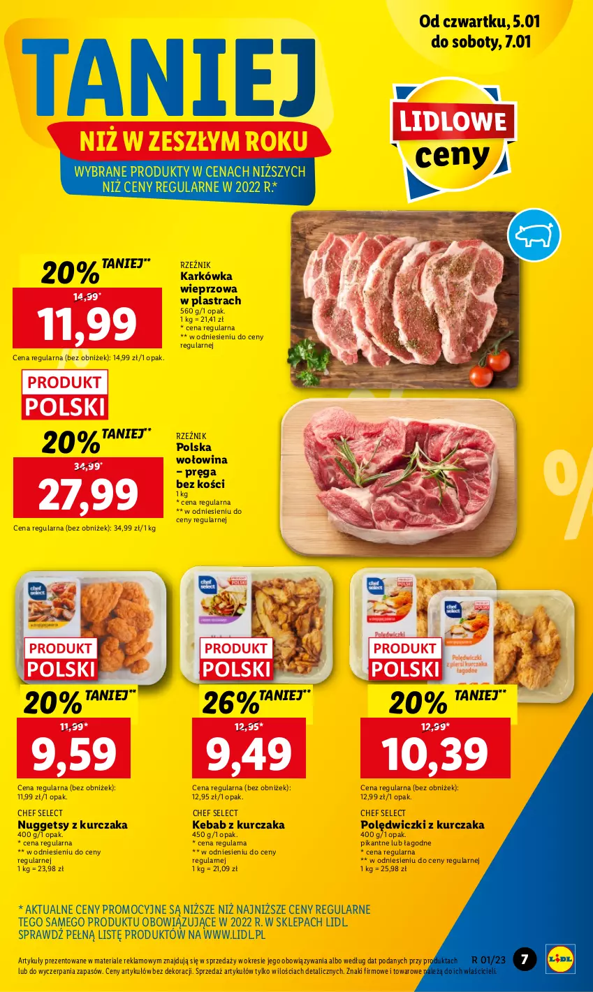 Gazetka promocyjna Lidl - GAZETKA - ważna 05.01 do 07.01.2023 - strona 7 - produkty: Karkówka wieprzowa, Kebab, Kebab z kurczaka, Kurczak, Polędwiczki z kurczaka, Wołowina