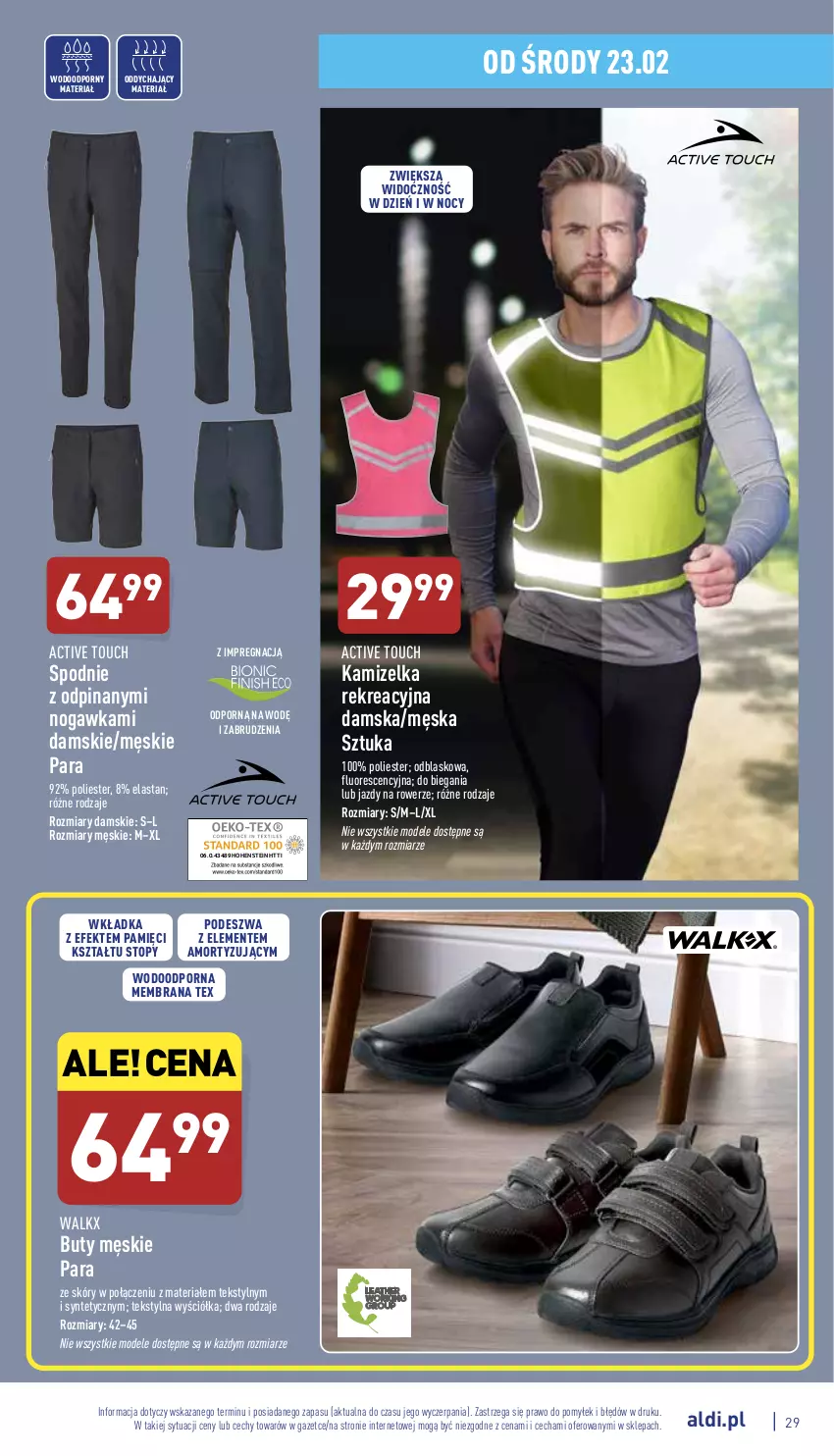 Gazetka promocyjna Aldi - Pełny katalog - ważna 21.02 do 26.02.2022 - strona 29 - produkty: Buty, Kamizelka, Por, Rower, Spodnie, Top