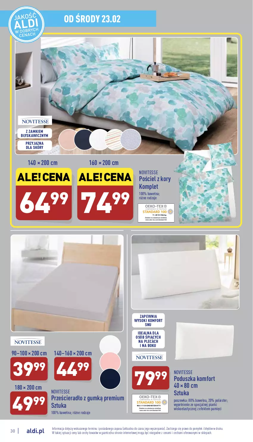 Gazetka promocyjna Aldi - Pełny katalog - ważna 21.02 do 26.02.2022 - strona 30 - produkty: Poduszka, Pościel, Poszewka, Prześcieradło, Sok, Wełna