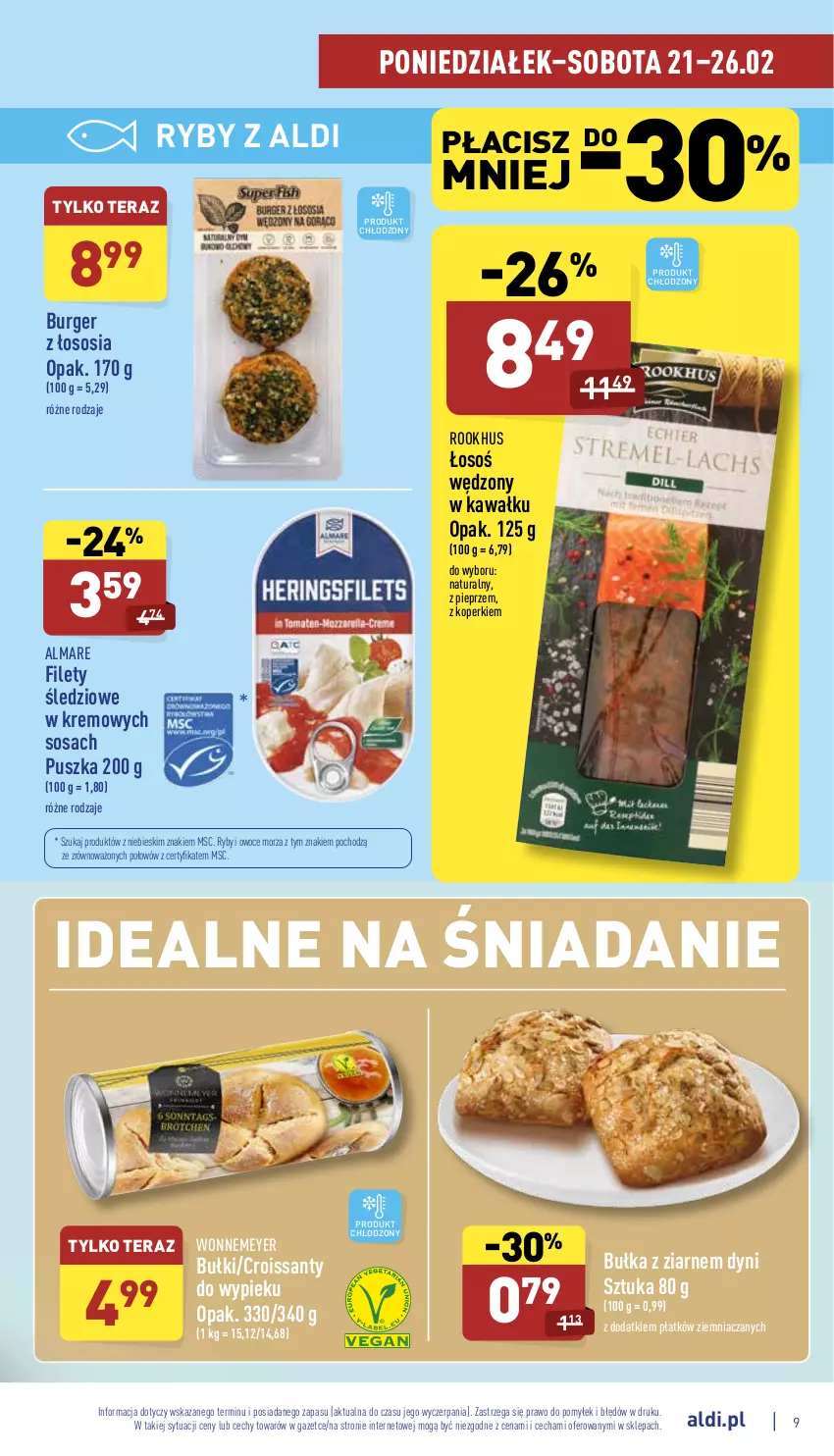 Gazetka promocyjna Aldi - Pełny katalog - ważna 21.02 do 26.02.2022 - strona 9 - produkty: Bułka, Burger, Croissant, Kawa, Owoce, Owoce morza, Pieprz, Ryby i owoce morza, Sos, Tera