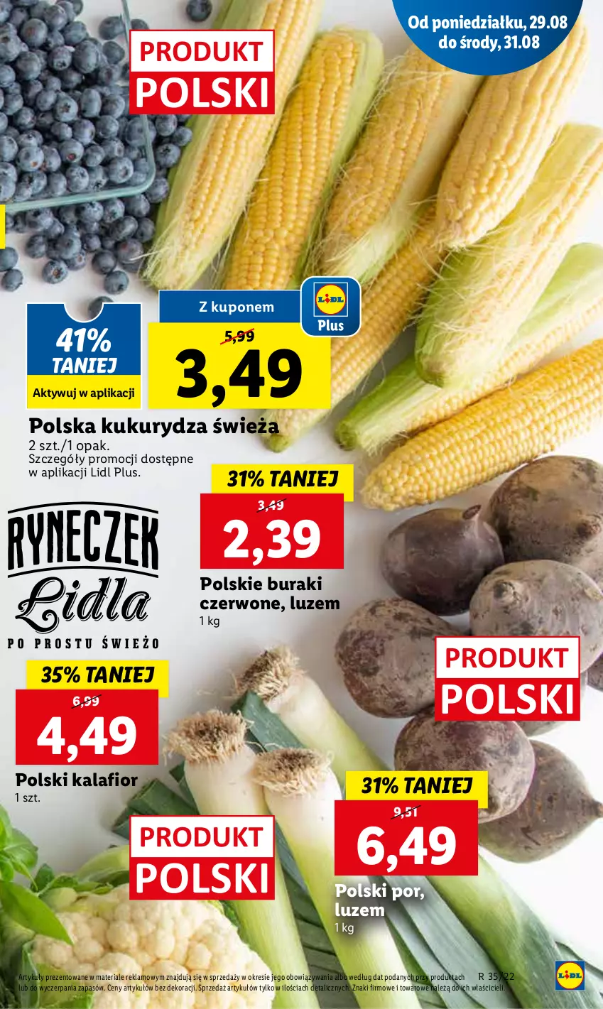 Gazetka promocyjna Lidl - GAZETKA - ważna 29.08 do 31.08.2022 - strona 11 - produkty: Buraki, Kalafior, Kukurydza, Por