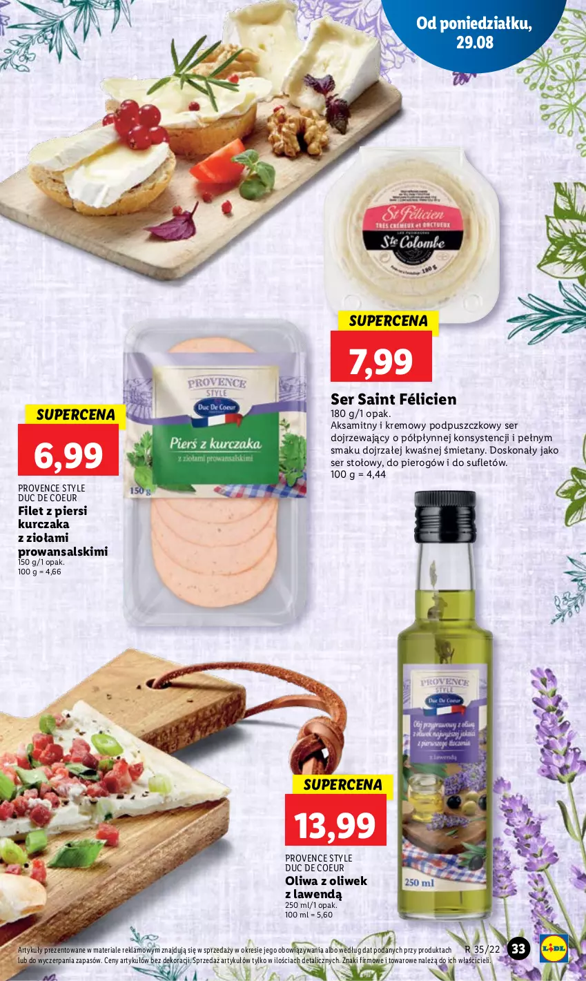 Gazetka promocyjna Lidl - GAZETKA - ważna 29.08 do 31.08.2022 - strona 37 - produkty: Aksam, Filet z piersi kurczaka, Kurczak, Oliwa, Oliwa z oliwek, Ser