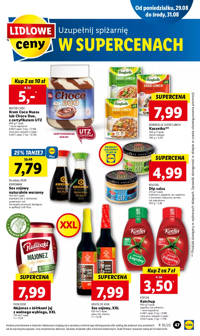 Gazetka promocyjna Lidl - GAZETKA - ważna 29.08 do 31.08.2022 - strona 51 - produkty: Bonduelle, House of Asia, Kakao, Kaszetka, Ketchup, Kotlin, Majonez, Pudliszki, Salsa, Ser, Sos, Sos sojowy