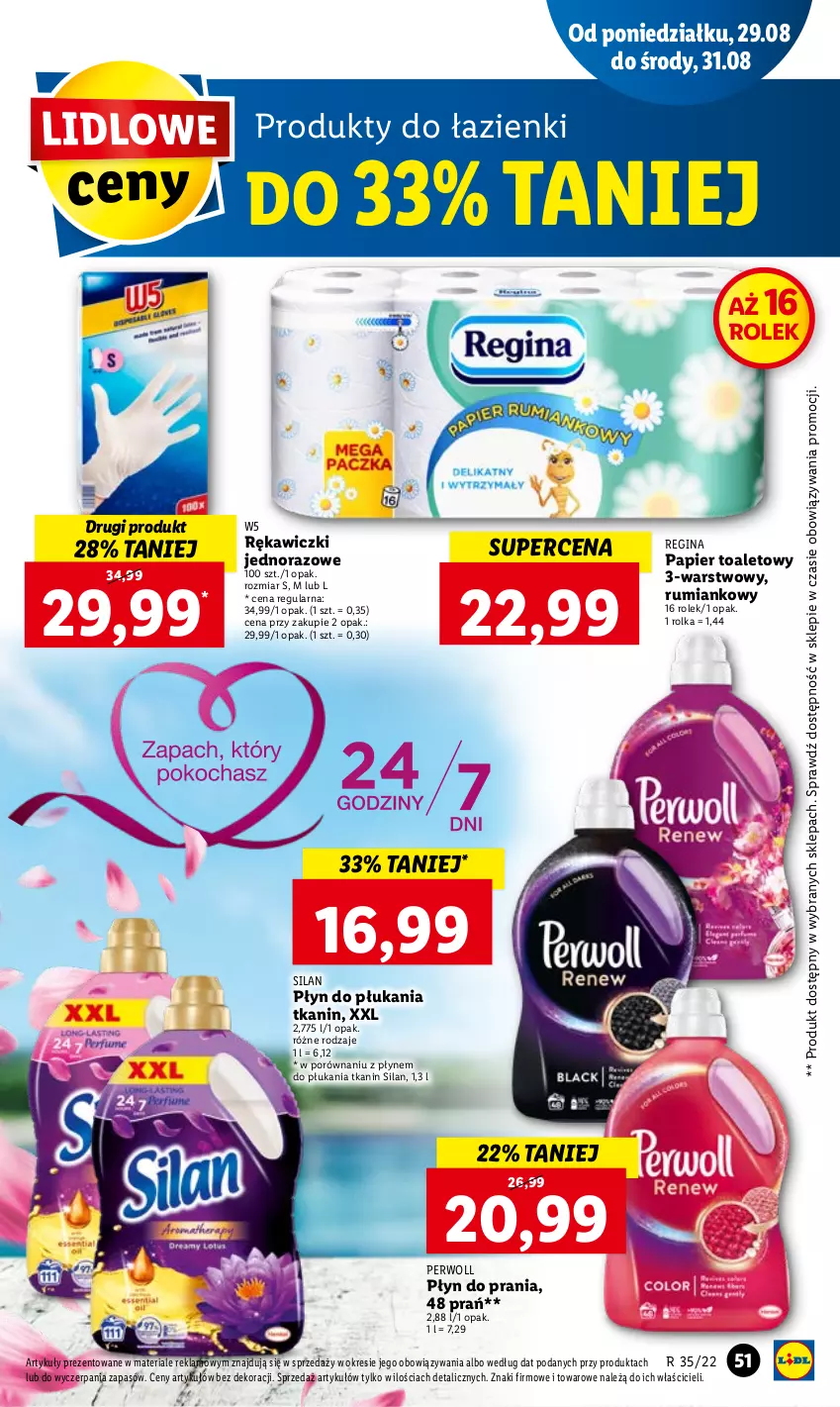 Gazetka promocyjna Lidl - GAZETKA - ważna 29.08 do 31.08.2022 - strona 55 - produkty: Gin, Papier, Papier toaletowy, Perwoll, Płyn do płukania, Płyn do prania, Por, Rum, Silan