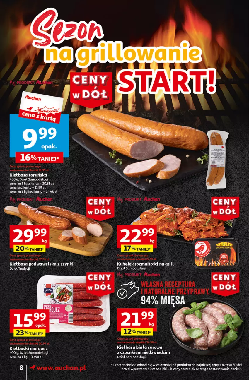 Gazetka promocyjna Auchan - Gazetka CENY W DÓŁ Supermarket Auchan - ważna 31.05 do 05.06.2024 - strona 8 - produkty: Grill, Kiełbasa, Kiełbasa podwawelska, Wawel