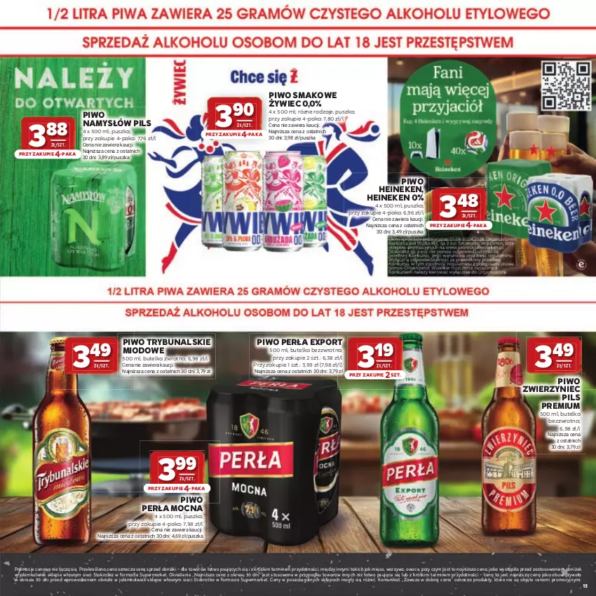 Gazetka promocyjna Stokrotka - Katalog Grill! - ważna 23.04 do 06.05.2026 - strona 13 - produkty: Heineken, Mięso, Namysłów, Owoce, Perła, Piwo, Por, Warzywa