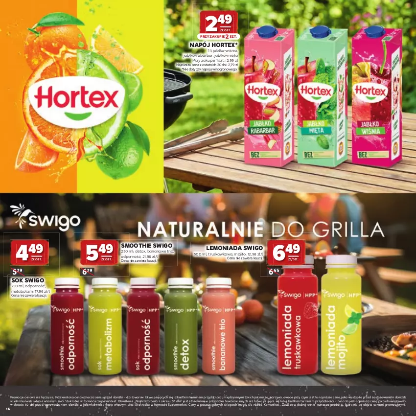 Gazetka promocyjna Stokrotka - Katalog Grill! - ważna 23.04 do 06.05.2026 - strona 16 - produkty: Hortex, Lemoniada, Mięso, Mięta, Napój, Owoce, Por, Smoothie, Sok, Warzywa, Wino