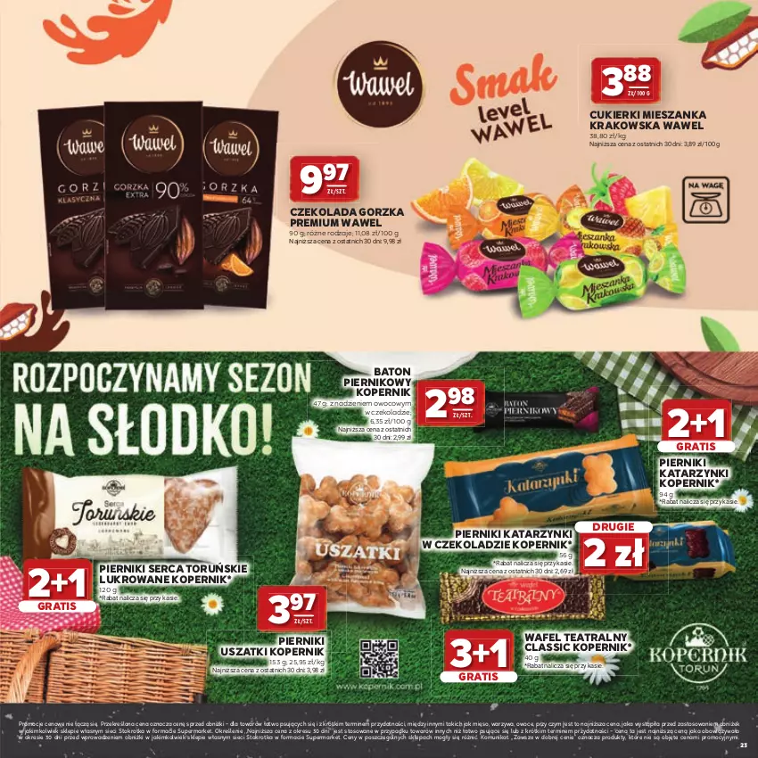 Gazetka promocyjna Stokrotka - Katalog Grill! - ważna 23.04 do 06.05.2026 - strona 23 - produkty: Baton, Cukier, Cukierki, Czekolada, Czekolada gorzka, Gra, Mięso, Owoce, Piernik, Ser, Warzywa, Wawel