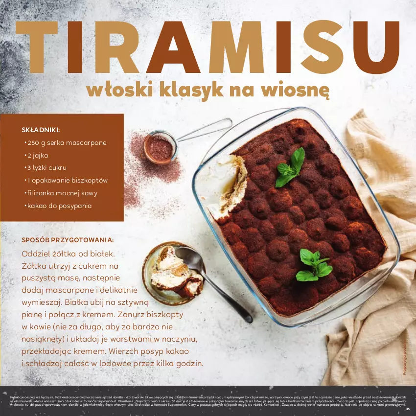 Gazetka promocyjna Stokrotka - Katalog Grill! - ważna 23.04 do 06.05.2026 - strona 25 - produkty: Biszkopty, Filiżanka, Kakao, Mascarpone, Mięso, Owoce, Ser, Warzywa