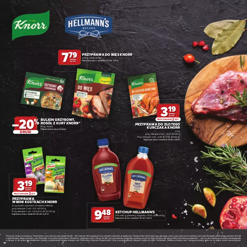 Gazetka promocyjna Stokrotka - Katalog Grill! - ważna 23.04 do 06.05.2026 - strona 26 - produkty: Bulion, Cebula, Czosnek, Hellmann’s, Ketchup, Knorr, Kurczak, Lion, Mięso, Owoce, Rosół, Warzywa