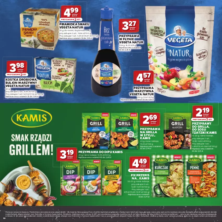 Gazetka promocyjna Stokrotka - Katalog Grill! - ważna 23.04 do 06.05.2026 - strona 30 - produkty: Bulion, Grill, Kamis, Lion, Mięso, Owoce, Piramidka smaku, Przyprawa w płynie, Przyprawy, Sos, Vegeta, Vegeta Natur, Warzywa