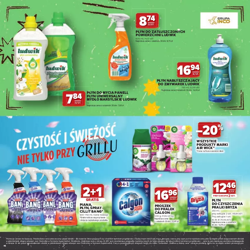 Gazetka promocyjna Stokrotka - Katalog Grill! - ważna 23.04 do 06.05.2026 - strona 46 - produkty: Air Wick, Bryza, Calgon, Cillit Bang, Gra, LG, Ludwik, Mars, Mięso, Mydło, Owoce, Płyn do mycia, Płyn do mycia paneli, Płyn nabłyszczający, Pralki, Warzywa