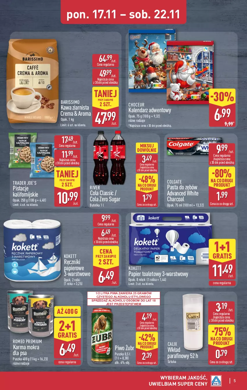 Gazetka promocyjna Aldi - Oferta weekendowa - ważna 20.11 do 22.11.2025 - strona 5 - produkty: Colgate, Gra, Kalendarz, Kalendarz adwentowy, Kawa, Kawa ziarnista, LG, Papier, Papier toaletowy, Pasta do zębów, Pistacje, Piwa, Piwo, Ręcznik, Ręczniki papierowe, Rolki