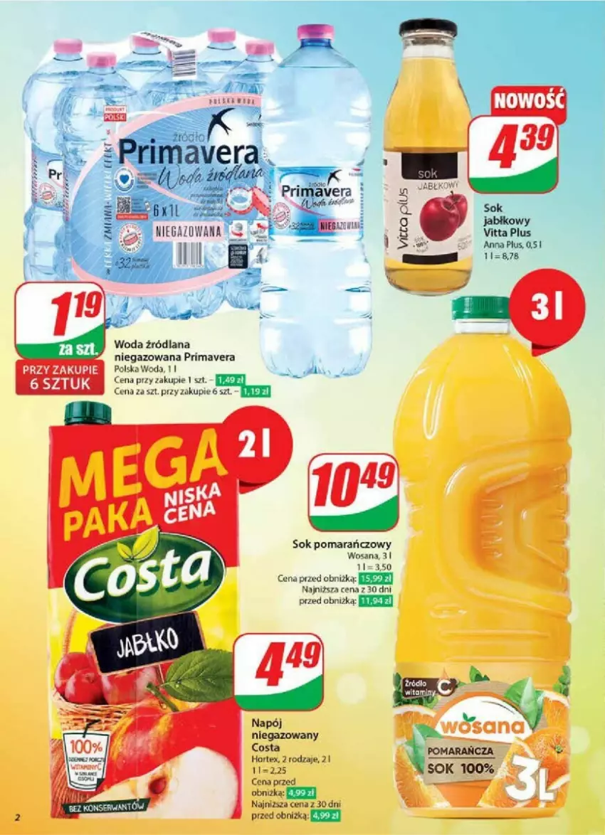 Gazetka promocyjna Dino - ważna 29.01 do 04.02.2025 - strona 12 - produkty: Hortex, LANA, Napój, Prima, Primavera, Sok, Woda, Wosana