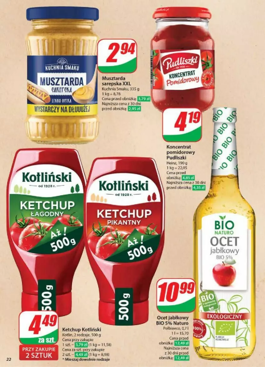 Gazetka promocyjna Dino - ważna 29.01 do 04.02.2025 - strona 15 - produkty: Heinz, Ketchup, Koncentrat pomidorowy, Kotlin, Kuchnia, Mus, Musztarda, Ocet, Pudliszki