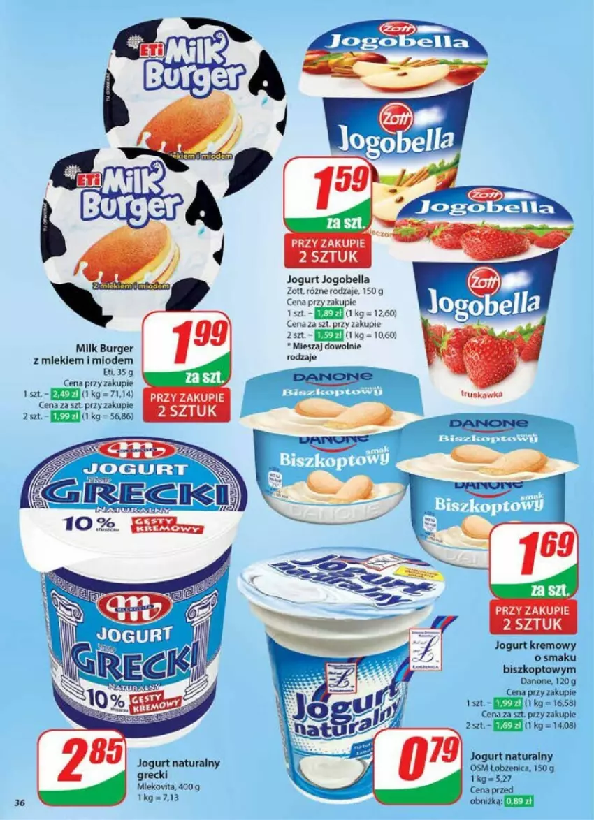 Gazetka promocyjna Dino - ważna 29.01 do 04.02.2025 - strona 30 - produkty: Bell, Bella, Burger, Danone, Jogobella, Jogurt, Jogurt naturalny, Mleko, Mlekovita, Zott