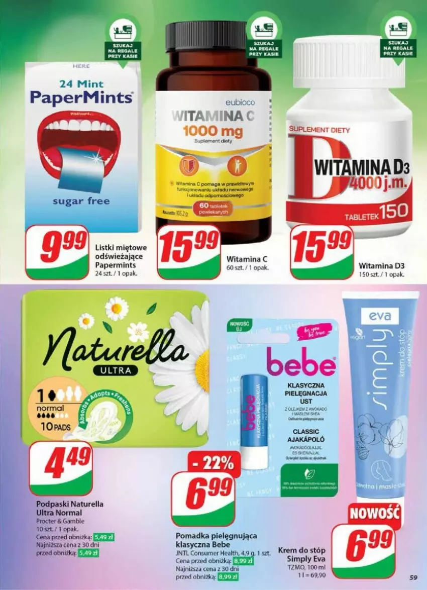 Gazetka promocyjna Dino - ważna 29.01 do 04.02.2025 - strona 55 - produkty: Krem do stóp, Naturell, Naturella, Podpaski, Por