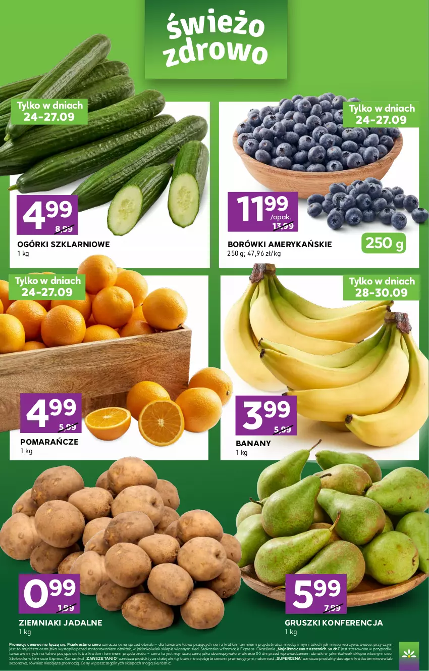 Gazetka promocyjna Stokrotka - Stokrotka Express - ważna 24.09 do 30.09.2026 - strona 2 - produkty: Banany, Gruszki, Mięso, Owoce, Pomarańcze, Warzywa, Ziemniaki