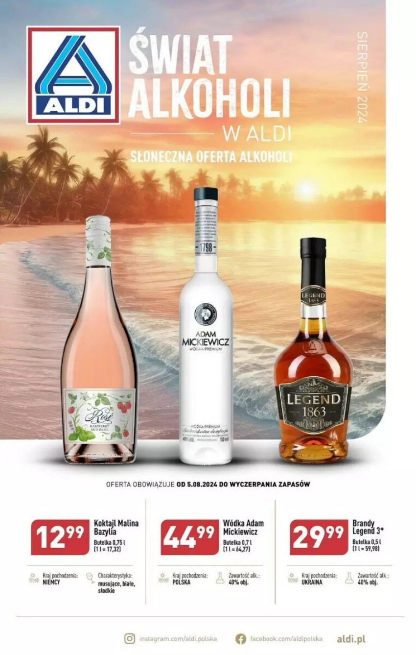 Gazetka promocyjna Aldi - ważna 05.08 do 31.08.2024 - strona 1 - produkty: Bazyl, Bazylia, Gra, Mus, Tera, Wódka