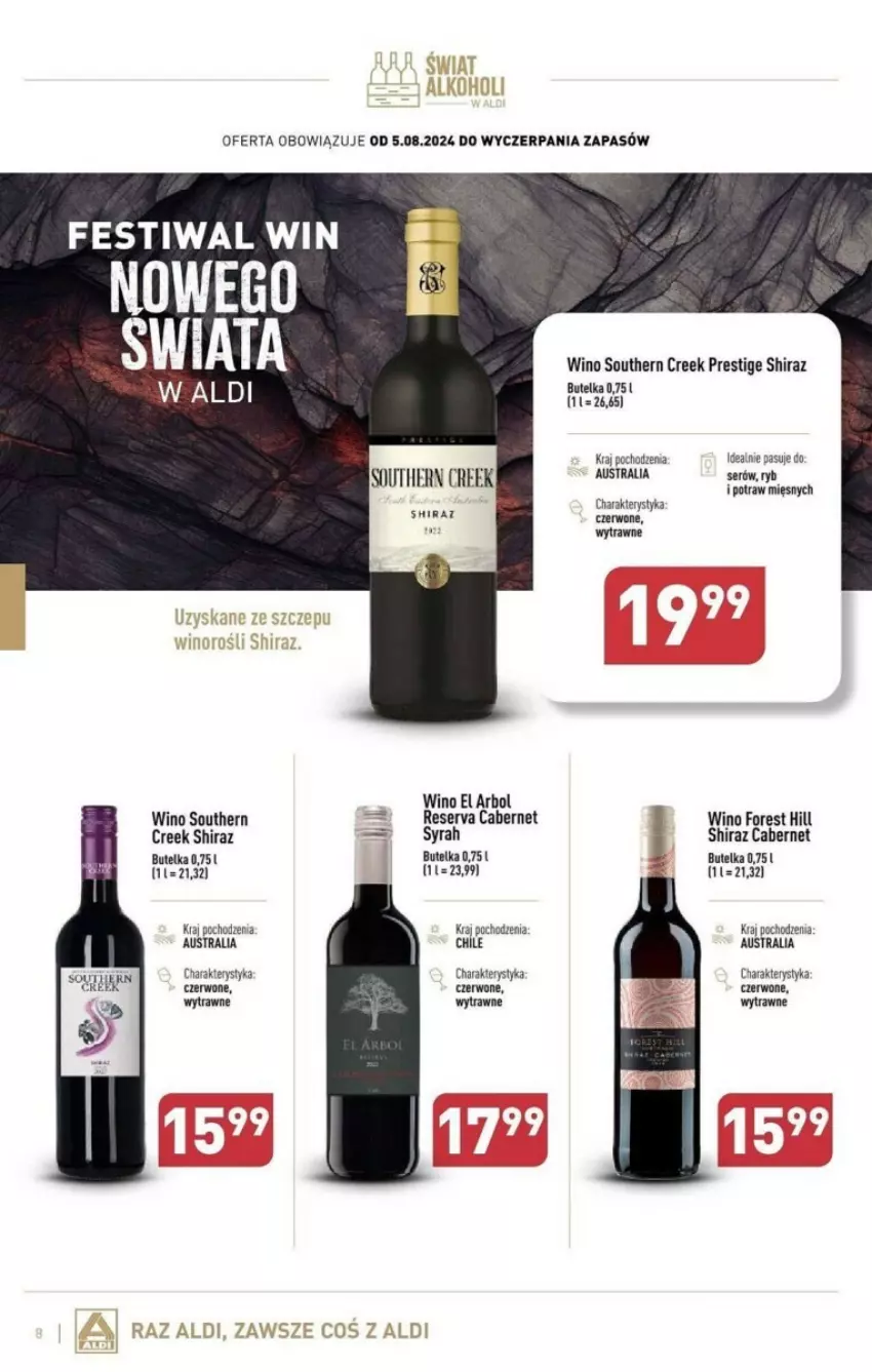 Gazetka promocyjna Aldi - ważna 05.08 do 31.08.2024 - strona 16 - produkty: Ser, Shiraz, Wino