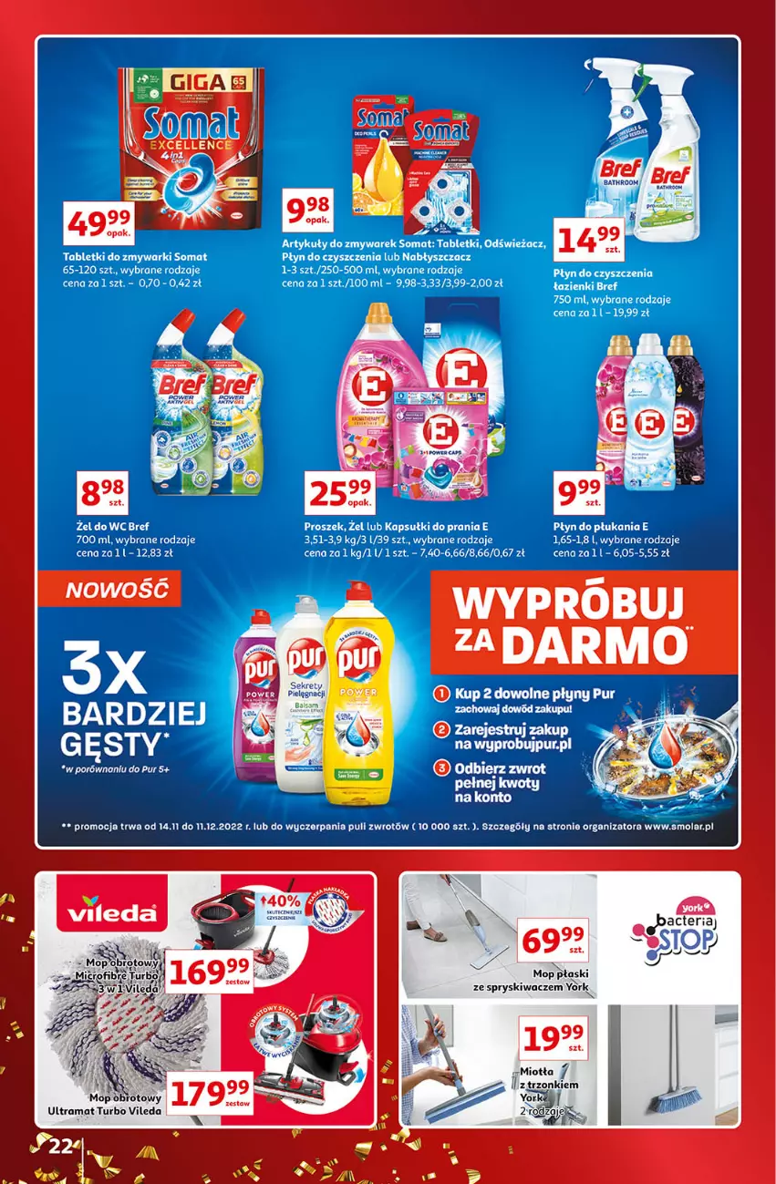 Gazetka promocyjna Auchan - Gazetka Znane Marki Lubiane Auchan - ważna 01.12 do 11.12.2022 - strona 22 - produkty: Bref, Kapsułki do prania, Koc, Orka, Płyn do płukania, Pur