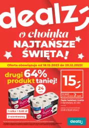 Gazetka promocyjna Dealz - NAJTAŃSZE ŚWIĘTA! - Gazetka - ważna od 20.12 do 20.12.2023 - strona 1 - produkty: Papier, Papier toaletowy, Rolki