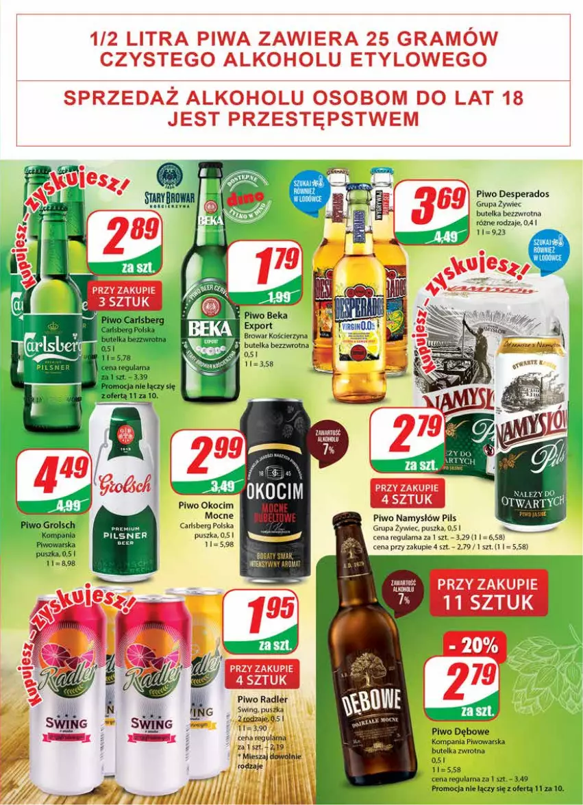 Gazetka promocyjna Dino - Gazetka - ważna 30.03 do 05.04.2022 - strona 21 - produkty: Carlsberg, Desperados, Gra, Koc, Namysłów, Okocim, Piwa, Piwo, Por, Radler