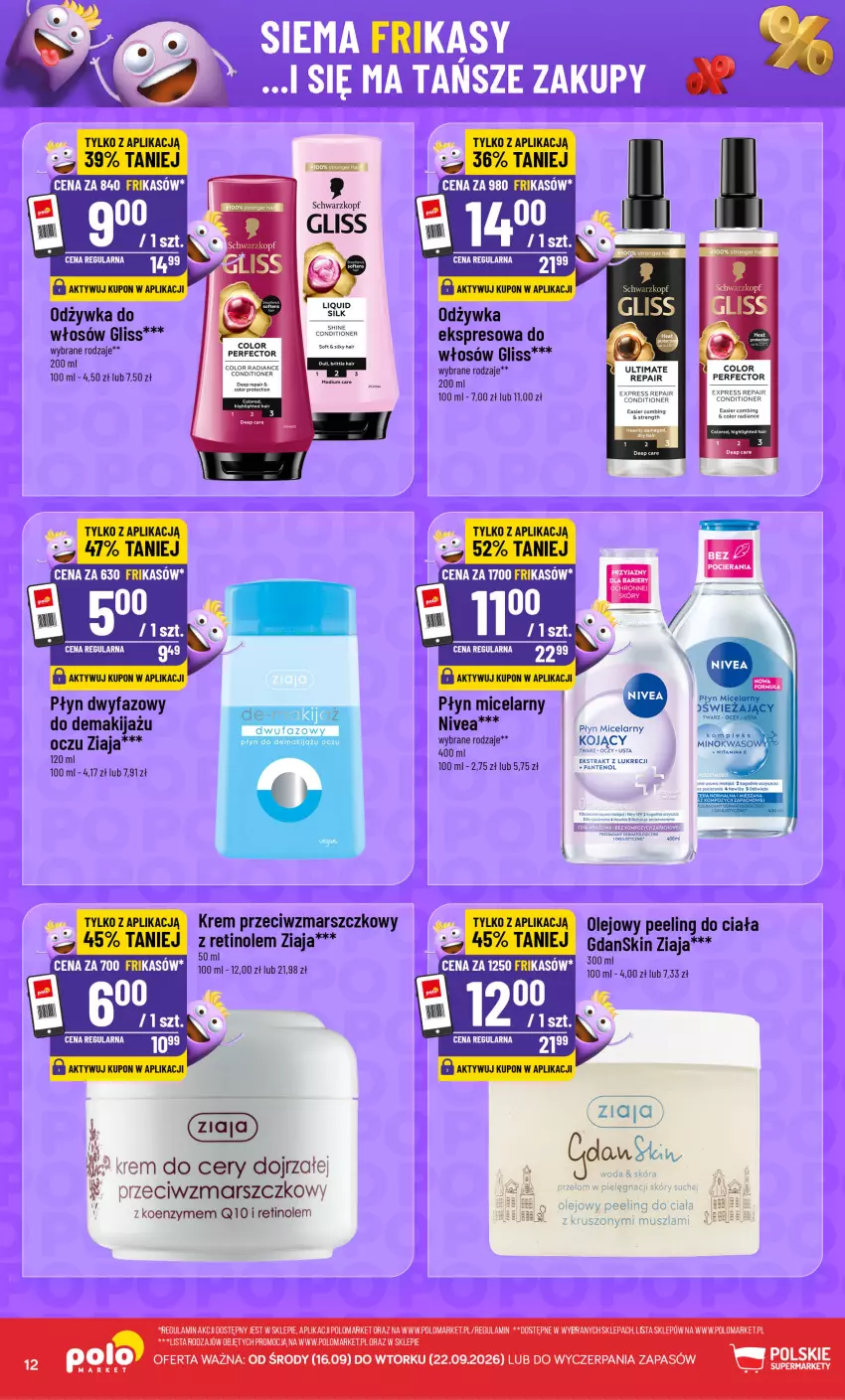 Gazetka promocyjna PoloMarket - Katalog Frikasy - ważna 16.09 do 22.09.2026 - strona 12 - produkty: Fa, Krem przeciwzmarszczkowy, Makijaż, Mars, Mus, Nivea, Odżywka, Olej, Peeling, Płyn micelarny, Schwarzkopf, Ziaja