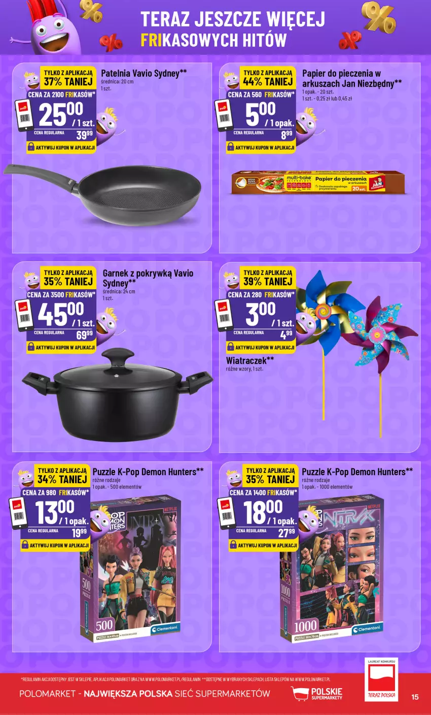 Gazetka promocyjna PoloMarket - Katalog Frikasy - ważna 16.09 do 22.09.2026 - strona 15 - produkty: Garnek, Jan Niezbędny, LANA, Laur, Mop, Papier, Papier do pieczenia, Patelnia, Piec, Puzzle, Tera