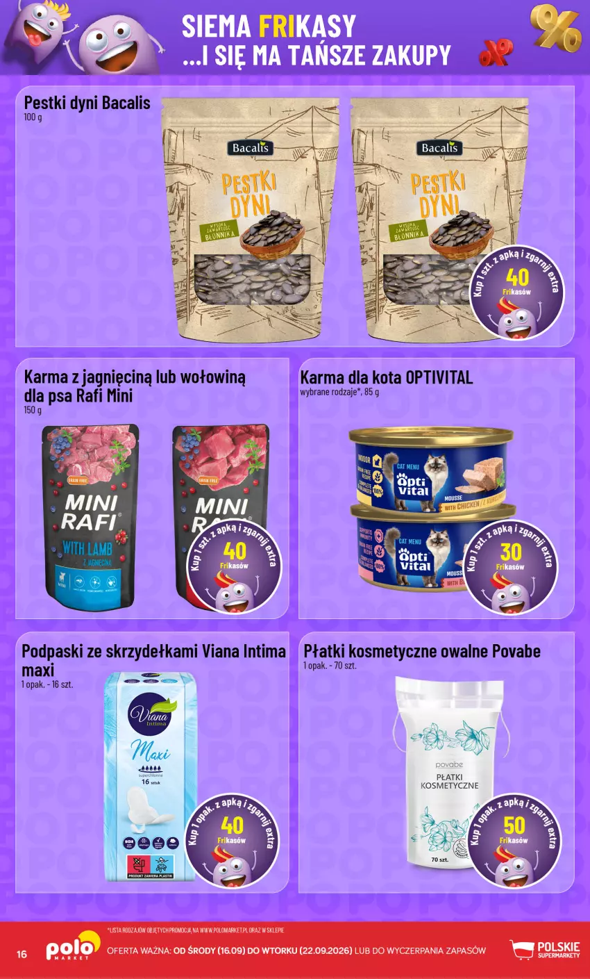 Gazetka promocyjna PoloMarket - Katalog Frikasy - ważna 16.09 do 22.09.2026 - strona 16 - produkty: Pestki dyni, Płatki kosmetyczne, Podpaski, Podpaski ze skrzydełkami