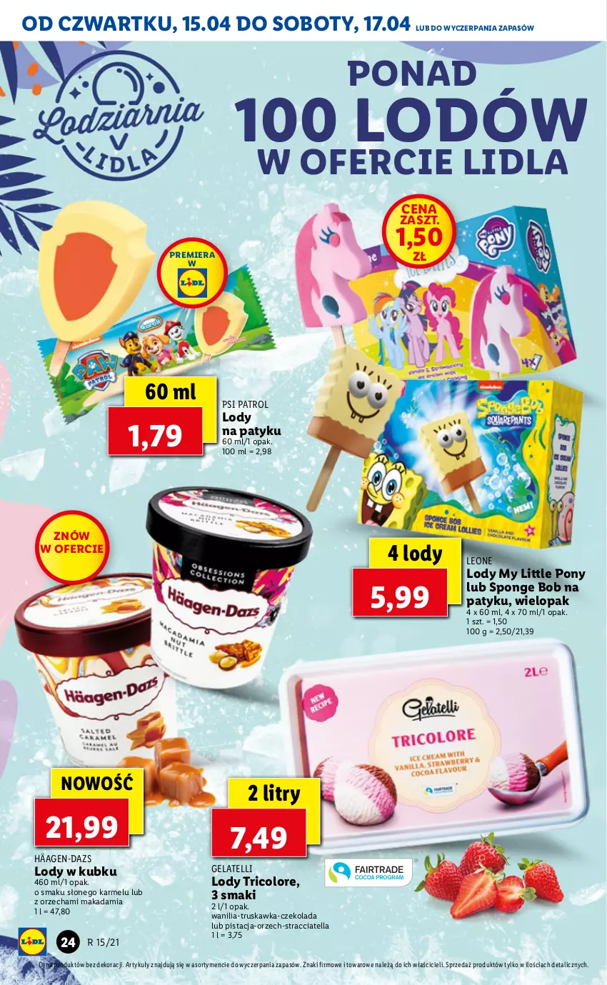 Gazetka promocyjna Lidl - GAZETKA - ważna 15.04 do 17.04.2021 - strona 24 - produkty: Czekolada, Leon, Lody, My Little Pony, Psi Patrol