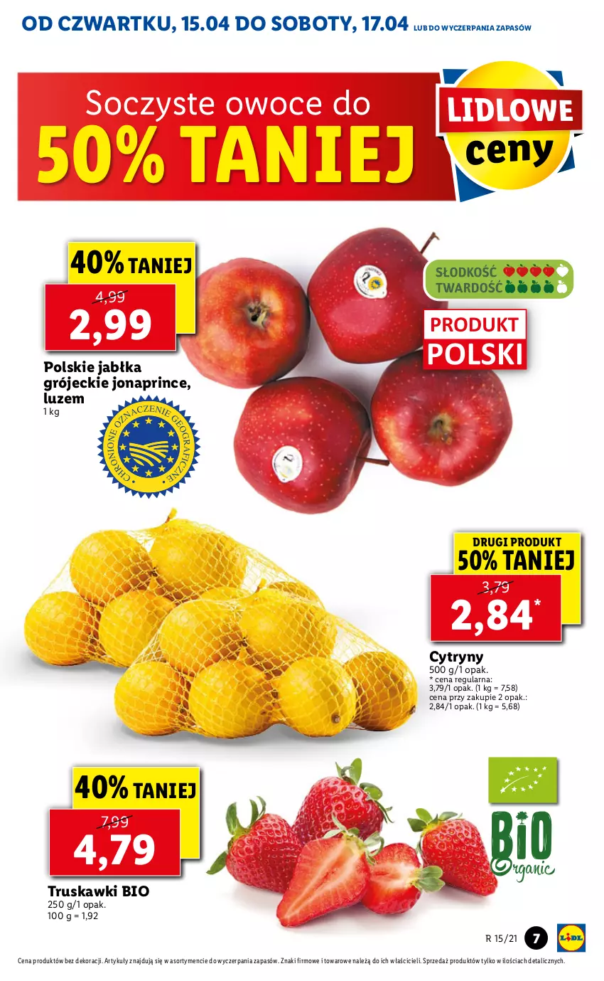 Gazetka promocyjna Lidl - GAZETKA - ważna 15.04 do 17.04.2021 - strona 7 - produkty: Cytryny, Jabłka, Owoce, Truskawki