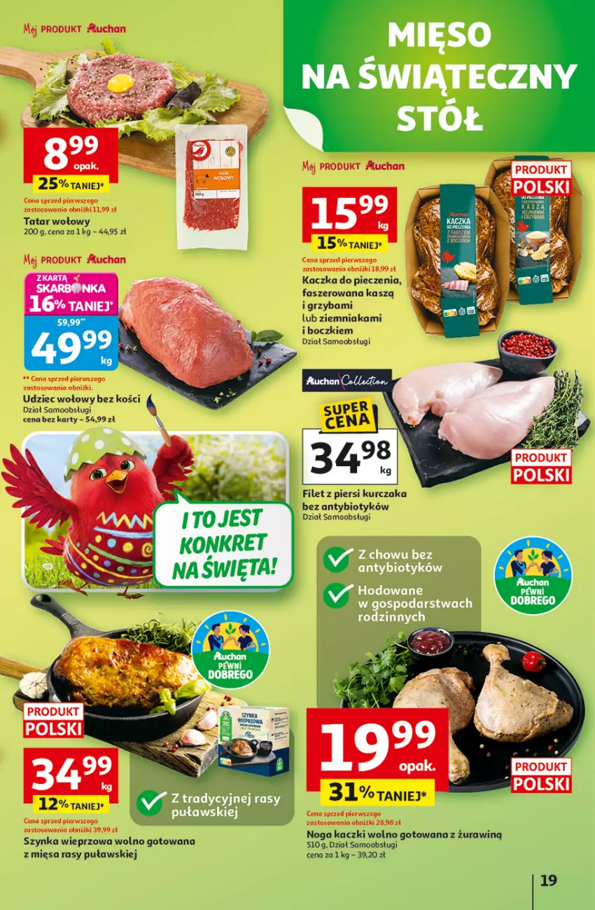 Gazetka promocyjna Auchan - 30 Lat Hipermarket - ważna 31.03 do 04.04.2026 - strona 19 - produkty: Fa, Filet z piersi kurczaka, Kaczka, Kurczak, Piec, Szynka, Szynka wieprzowa, Tatar wołowy, Udziec wołowy