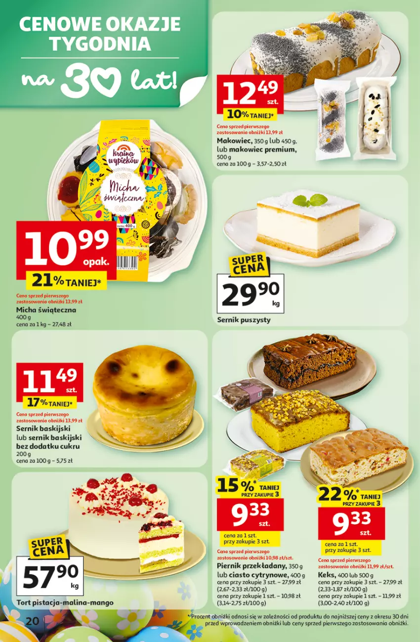 Gazetka promocyjna Auchan - 30 Lat Hipermarket - ważna 31.03 do 04.04.2026 - strona 20 - produkty: Makowiec, Piernik, Ser